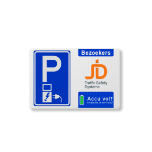 Parking sign electric vehicle, own logo, battery full