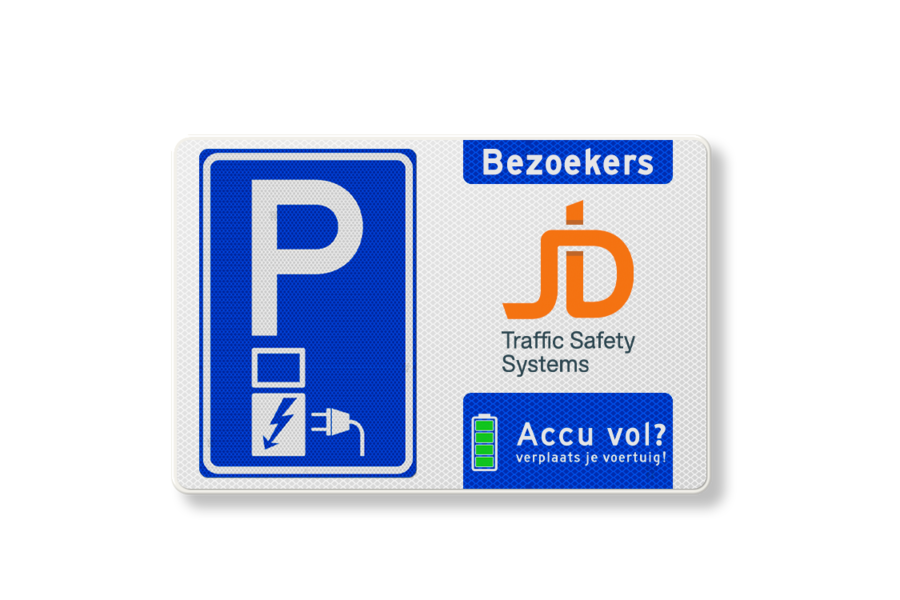 Parkeerbord elektrische voertuigen, eigen logo, accu vol