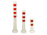 Plastic flexible barrier poles white with red reflective tapes