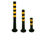 Plastic flexible barrier poles black with yellow reflective tapes