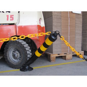 Plastic flexible barrier poles black with yellow reflective tapes