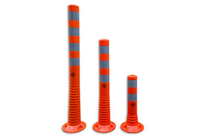 Plastic flexible barrier poles orange with reflective tapes Plastic flexible barrier poles orange with reflective tapes