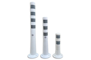 Plastic flexible barrier poles white with reflective tapes Plastic flexible barrier poles white with reflective tapes