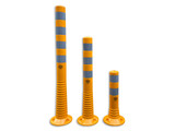 Plastic flexible barrier poles yellow with reflective tapes