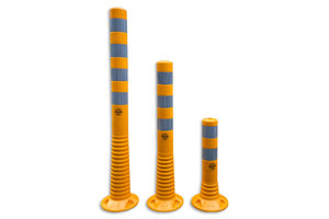 Plastic flexible barrier poles yellow with reflective tapes Plastic flexible barrier poles yellow with reflective tapes