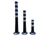 Plastic flexible barrier poles black with reflective tapes