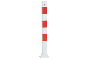 Barrier post foldable 70x70mm red/white, cilinder lock