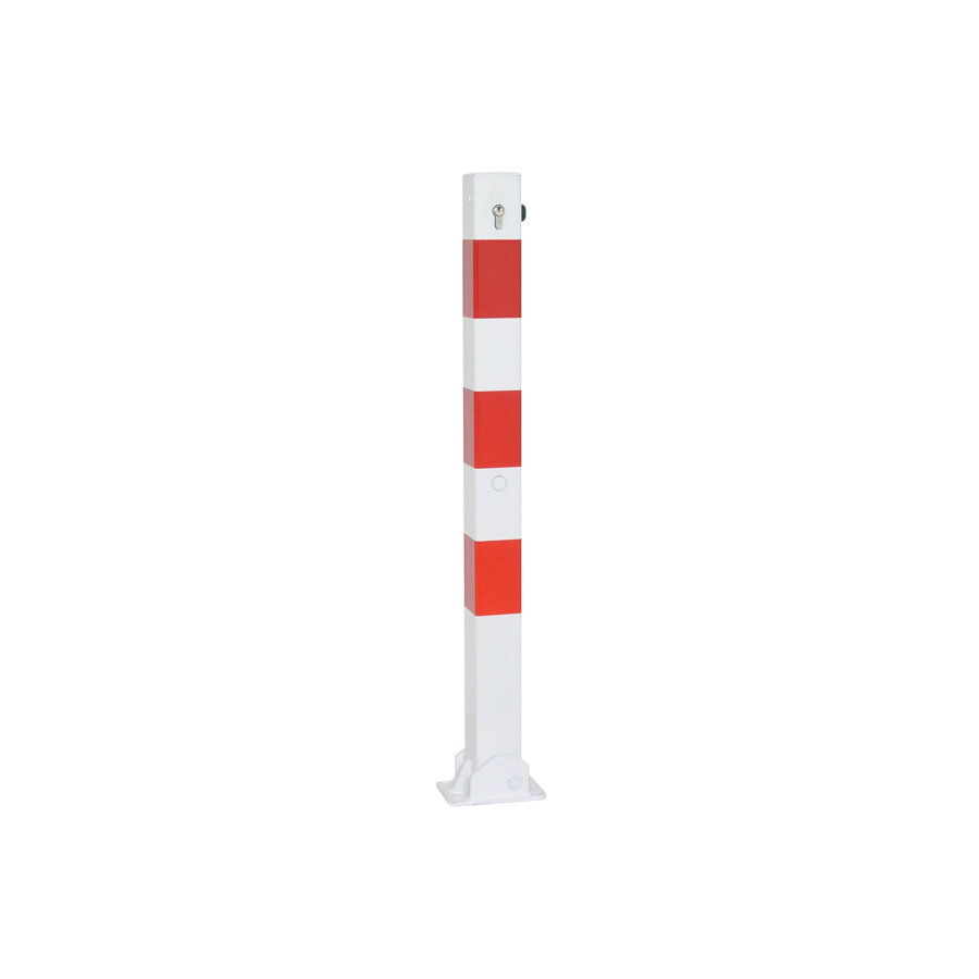 Barrier post foldable 70x70mm red/white, cilinder lock