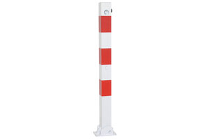 Afzetpaal klapbaar 70x70mm rood/wit, driekantslot inwendig, voetplaat Afzetpaal klapbaar 70x70mm rood/wit, driekantslot inwendig, voetplaat