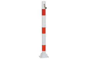 Barrier post foldable Ø60mm red/white, cilinder lock