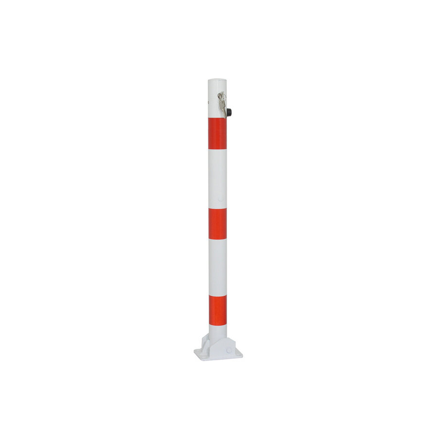 Barrier post foldable Ø60mm red/white, cilinder lock