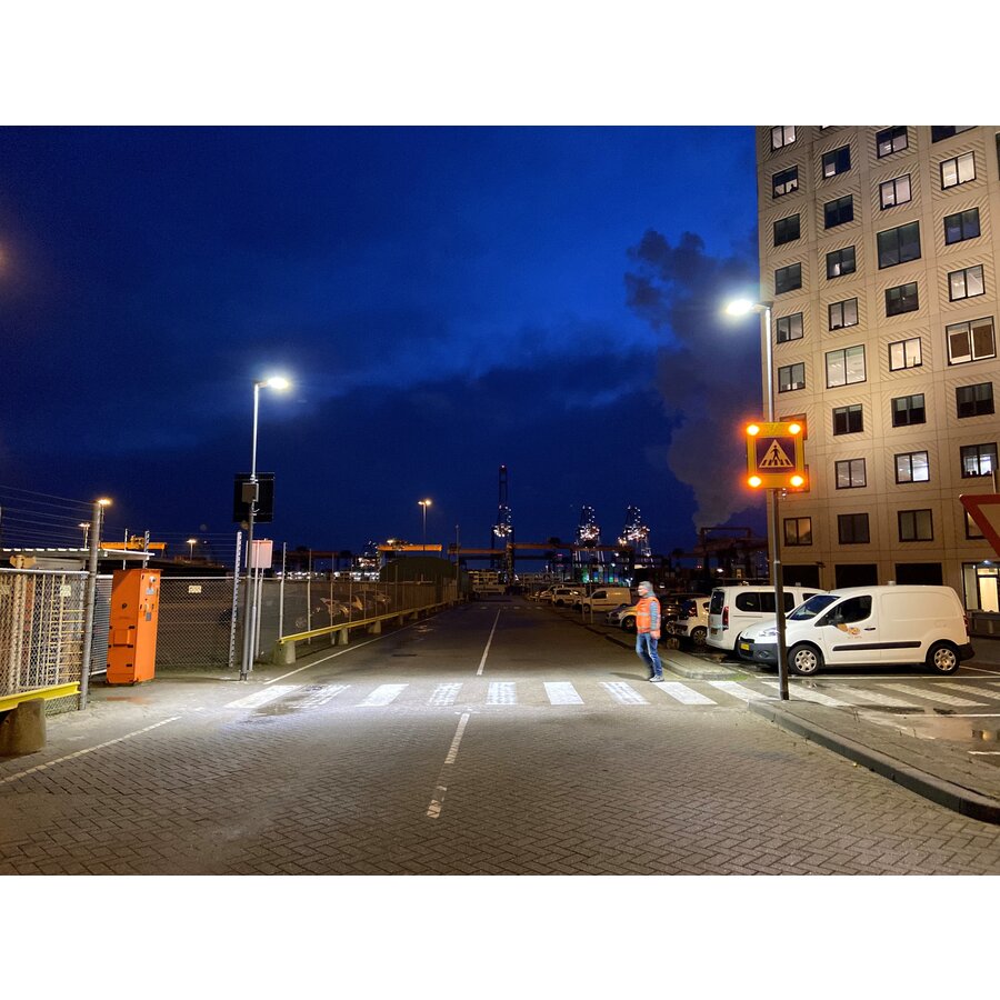 Smart LED pedestrian crossing with attention signs Smart LED pedestrian crossing with attention signs