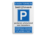 Verkeersbord parkeren voor bezoekers, bedrijfsnaam, art. 461