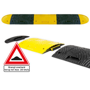 SLOWLY Verkeersdrempel compleet 15-20km/u - 5cm hoog - diverse lengtes - geel zwart Verkeersdrempel compleet 15-20km/u - 5cm hoog - diverse lengtes - geel zwart