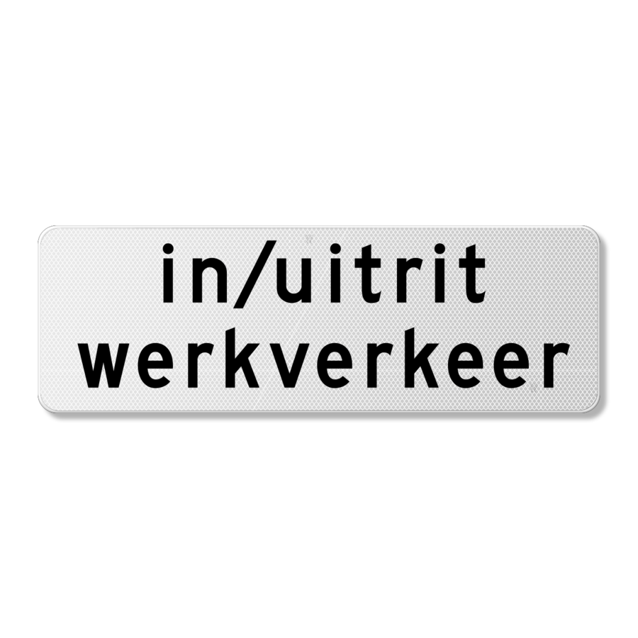 Traffic sign own text, white/black, reflective Traffic sign own text, white/black, reflective