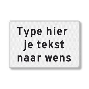 Tekstbord wit/zwart reflecterend met eigen tekst, aluminium Tekstbord wit/zwart reflecterend met eigen tekst, aluminium