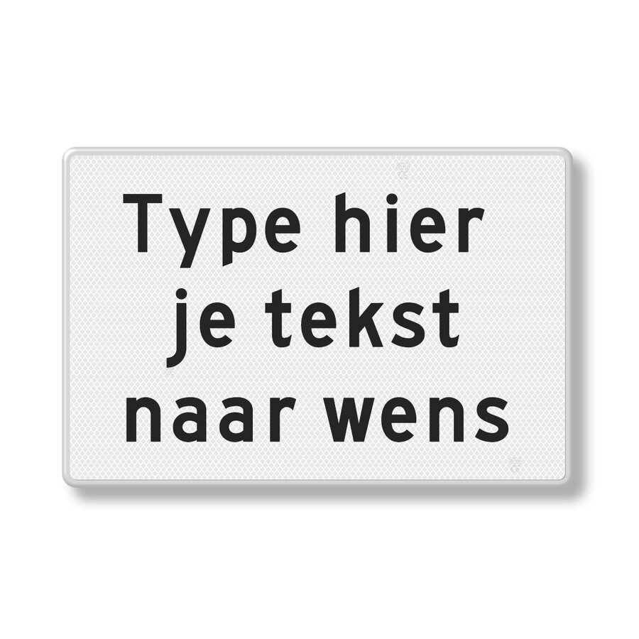 Tekstbord wit/zwart reflecterend met eigen tekst, aluminium Tekstbord wit/zwart reflecterend met eigen tekst, aluminium