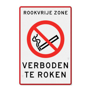 Verkeersbord rookvrij zone, verboden te roken
