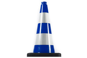 Traffic Cone blue 50 cm with 2 reflective tapes class 2