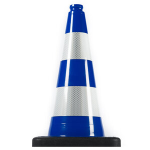 Traffic Cone blue 50 cm with 2 reflective tapes class 2
