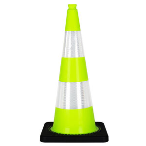 Traffic cone 75cm fluor green with 2 retroreflective tapes class 2