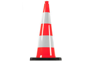 Traffic cone 750 mm orange with 2 white tapes RA1