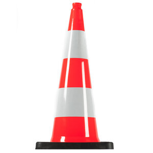 Traffic cone 750 mm orange with 2 white tapes RA1