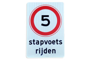 Verkeersbord 5 km - stapvoets rijden - reflecterend