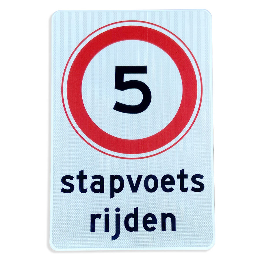 Verkeersbord 5 km - stapvoets rijden - reflecterend