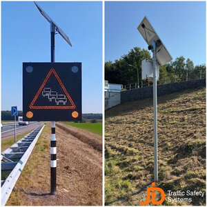 Autonoom File Meldsysteem op zonne-energie met LED Attentiebord Autonoom File Meldsysteem op zonne-energie met LED Attentiebord