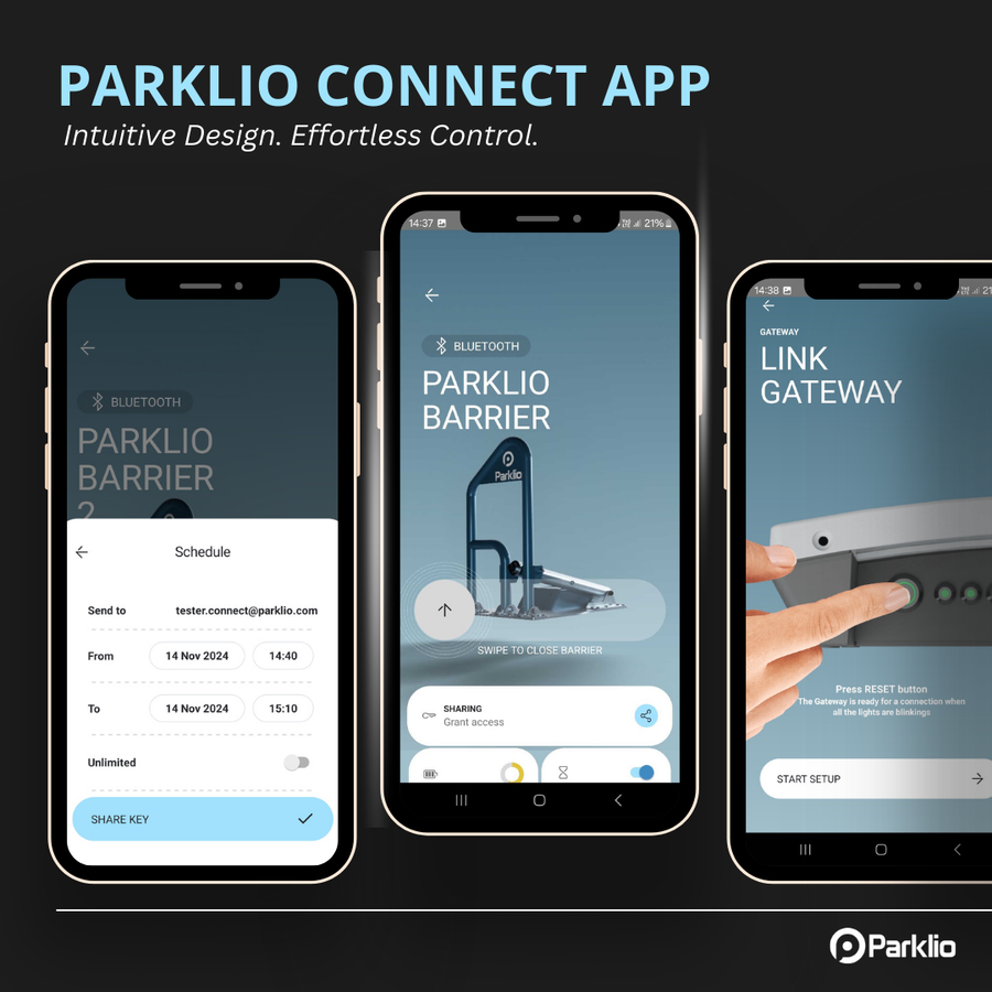Parklio Automatische Parkeerbeugel - App bediening - Solar Parklio Automatische Parkeerbeugel - App bediening - Solar