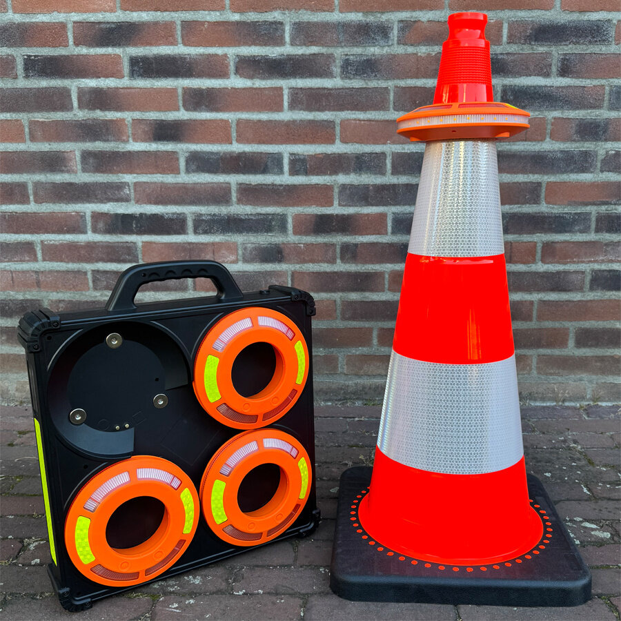 JD TRAFFIC Verkeerskegel LED Flare ring - smart sequential - set met 8 stuks
