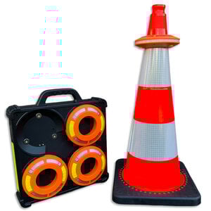 Verkeerskegel LED Flare ring - smart sequential - set met 8 stuks