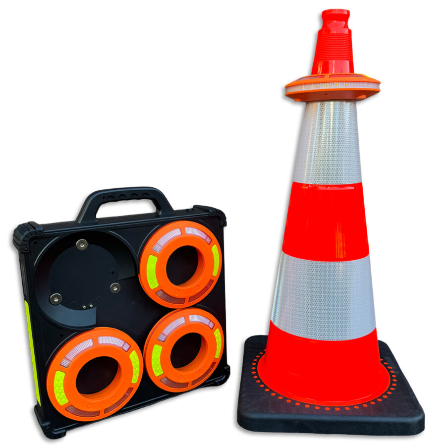 JD TRAFFIC Verkeerskegel LED Flare ring - smart sequential - set met 8 stuks