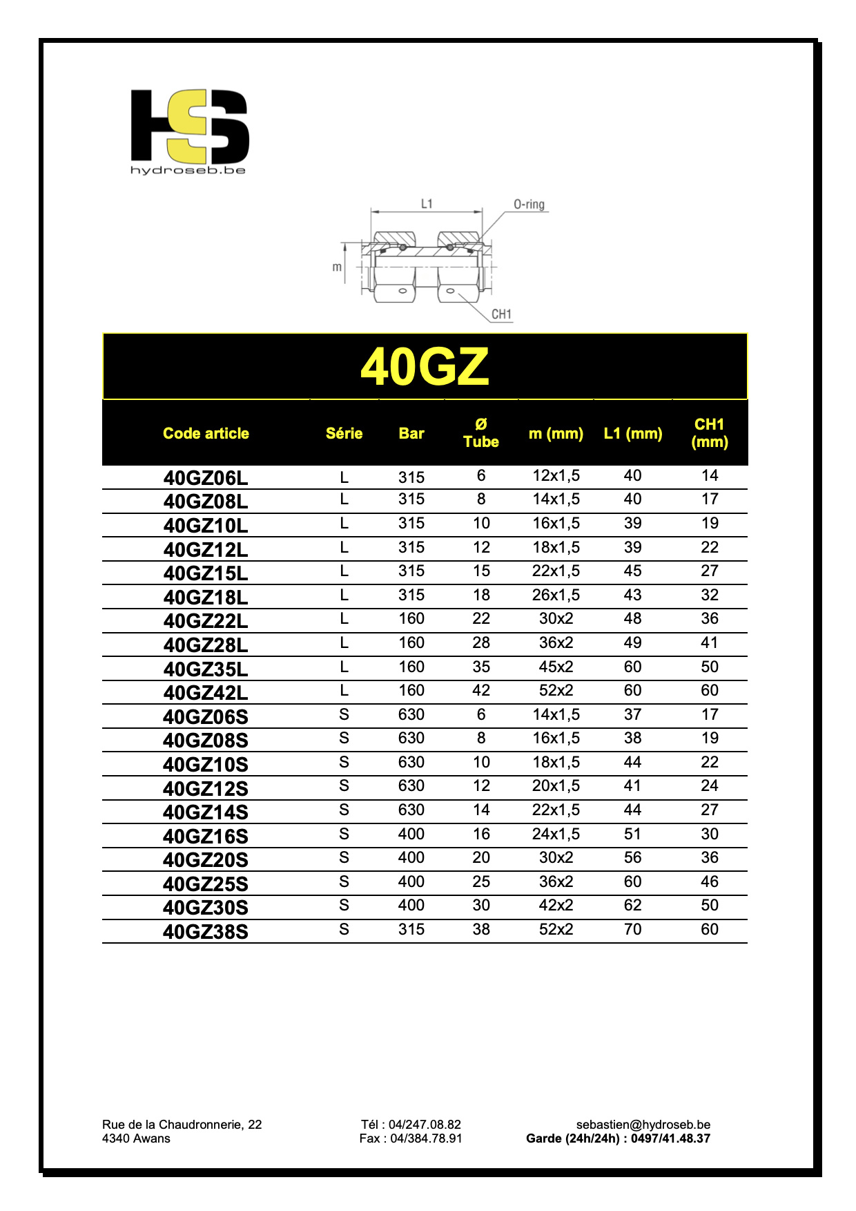 GZ unions doubles femelles