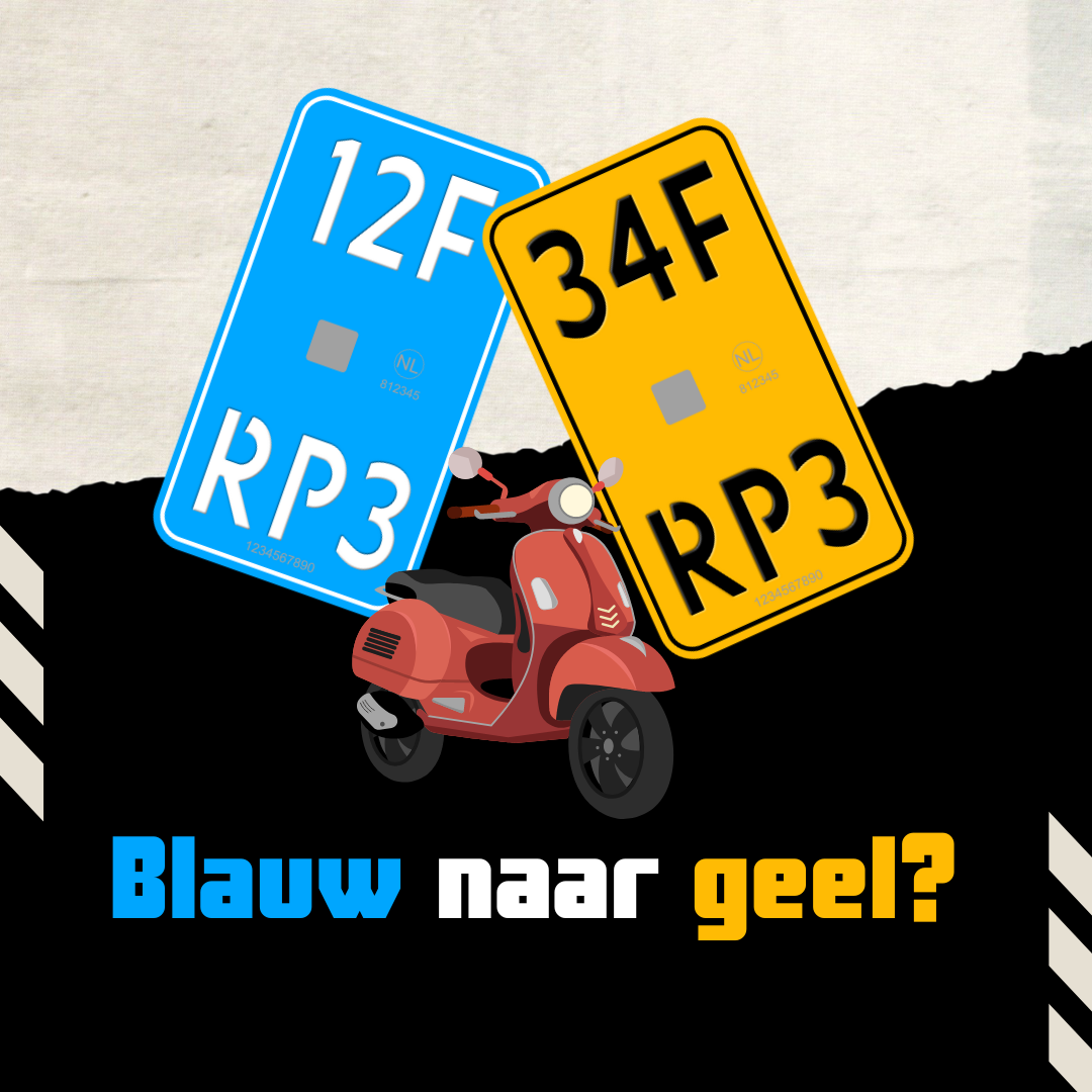 Omkeuren snor naar brom, blauw naar geel kenteken