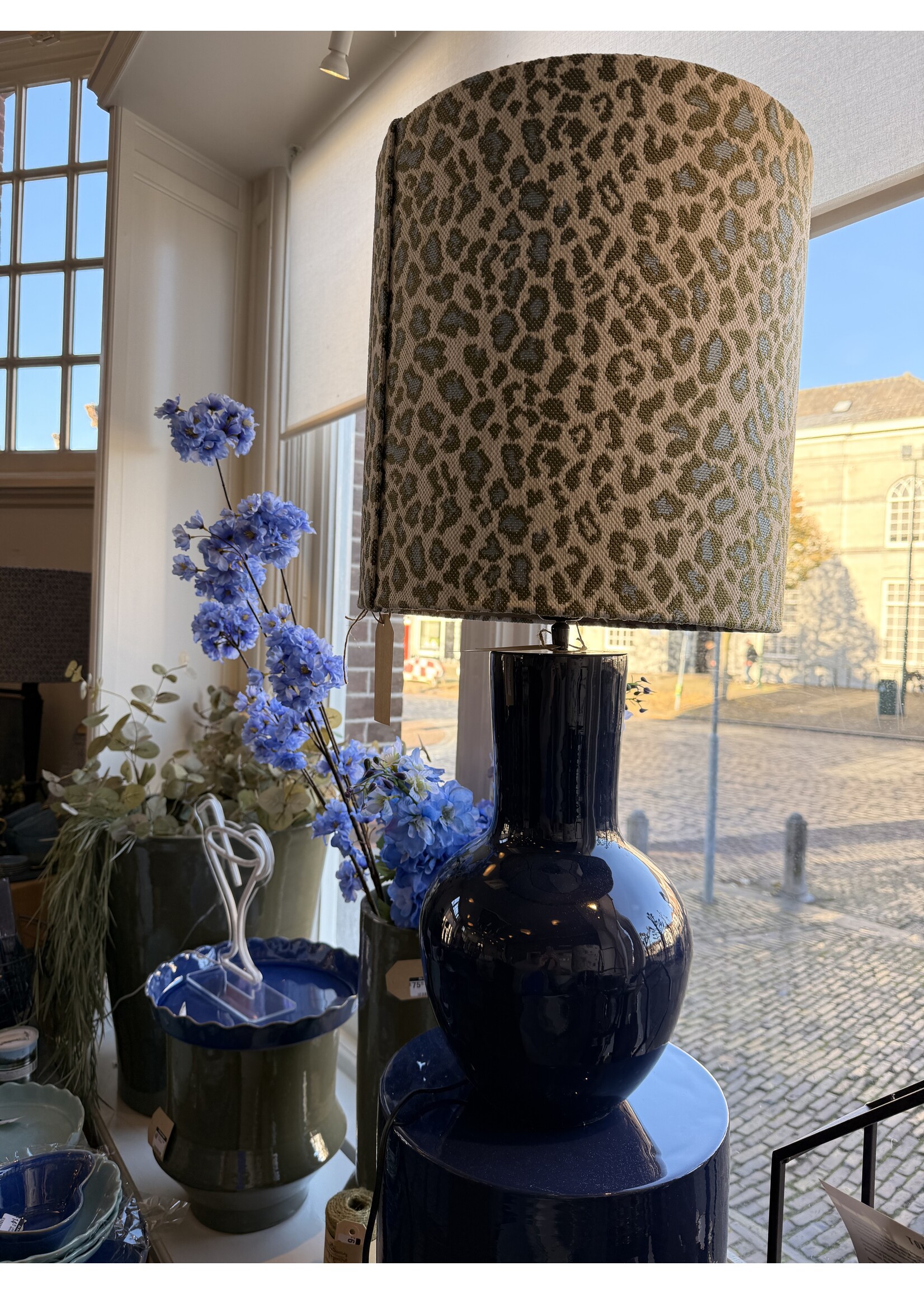 Lampenkap, Haagse Bluf, groen/blauw vlekken print