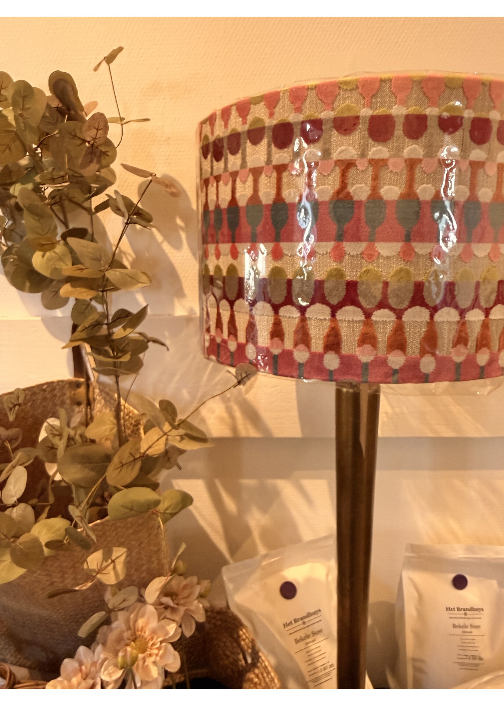 Lampenkap, Magenta On gold, 35x35x22