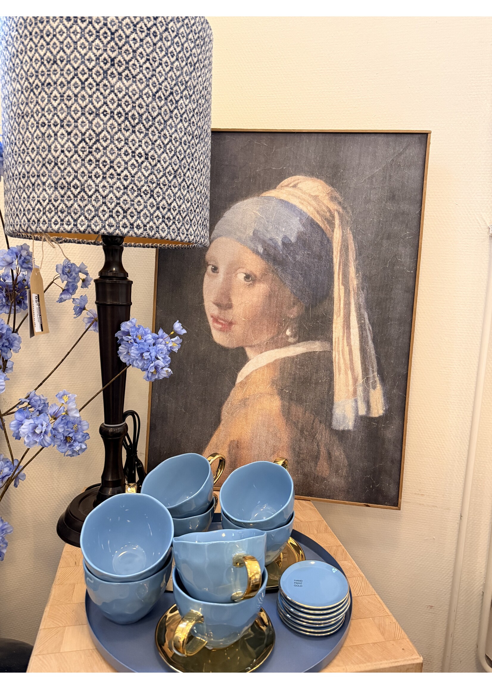 Lampen Compleet, handgemaakt, blauw wiebertje met kap