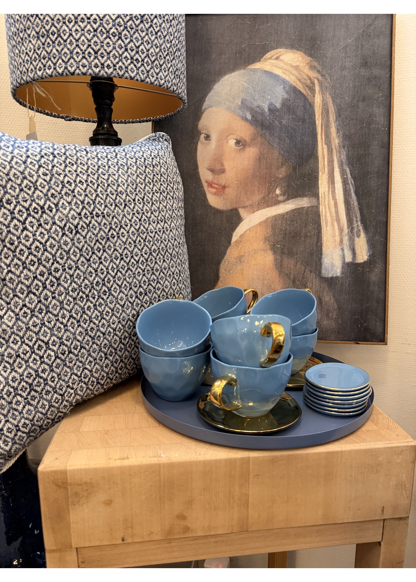 Lampen Compleet, handgemaakt, blauw wiebertje met kap