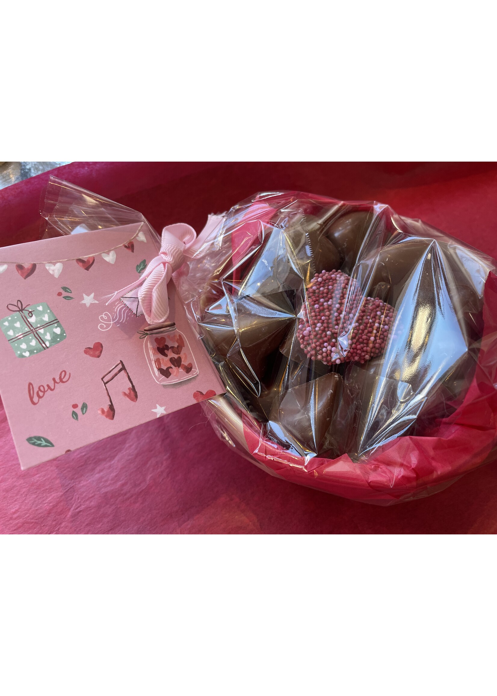 bonbons, ambachtelijke, 20x Hartjes en Glazuur roze ovenschaaltje