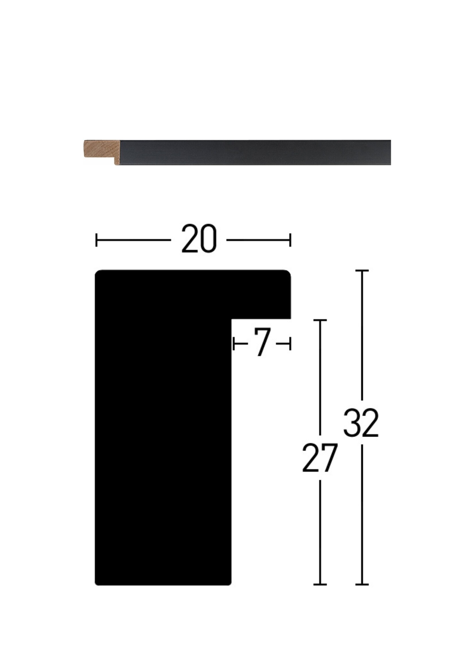 Maatwerk Blackwoods Black 20x32mm