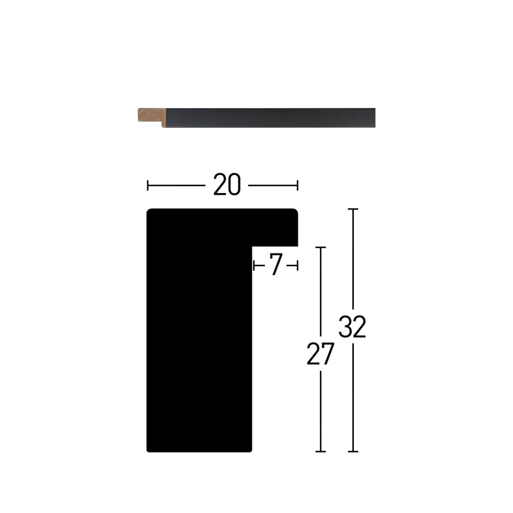 Maatwerk Blackwoods Black 20x32mm