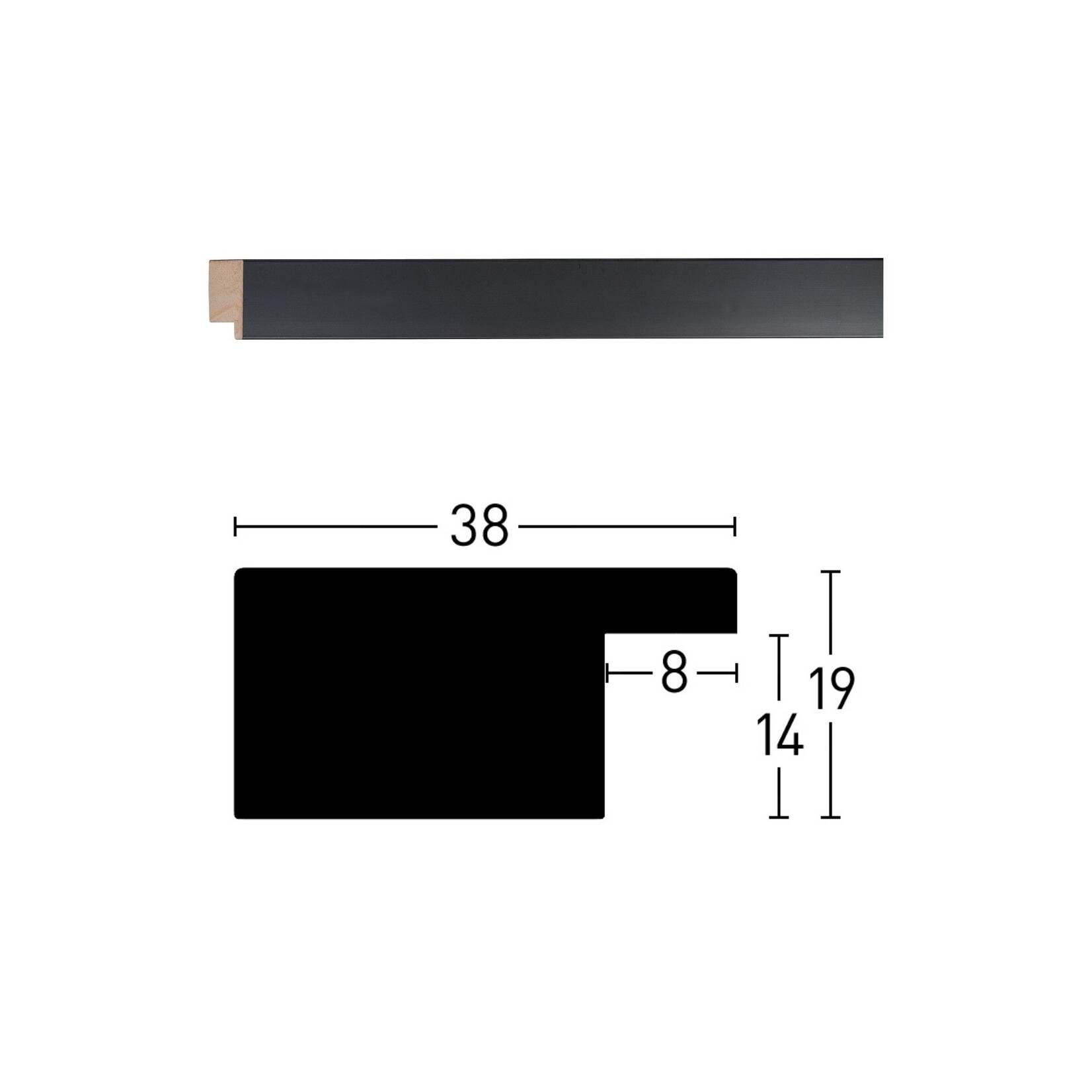 Maatwerk Blackwoods Black 38x19mm