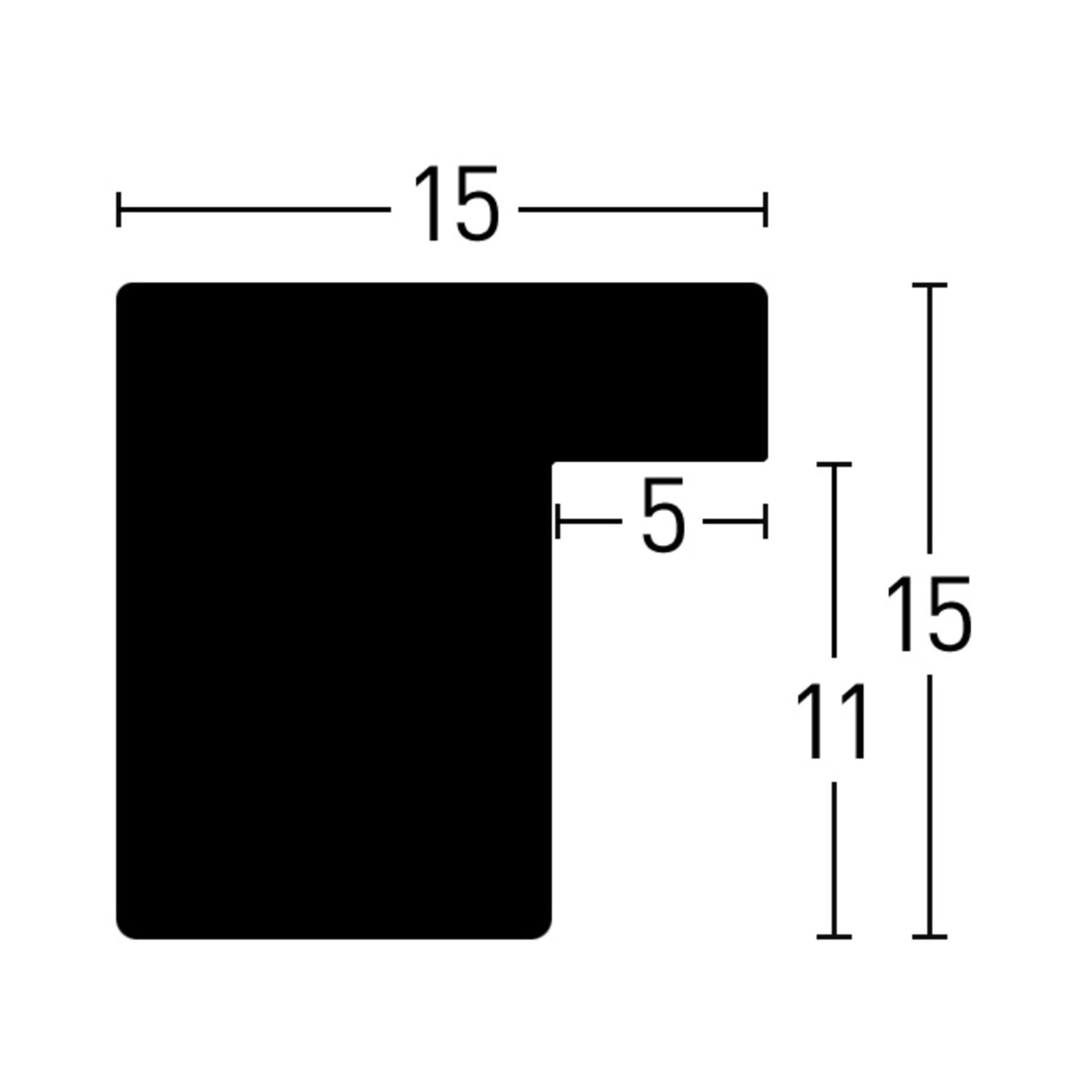 Maatwerk Fortuna zwart 15x15mm