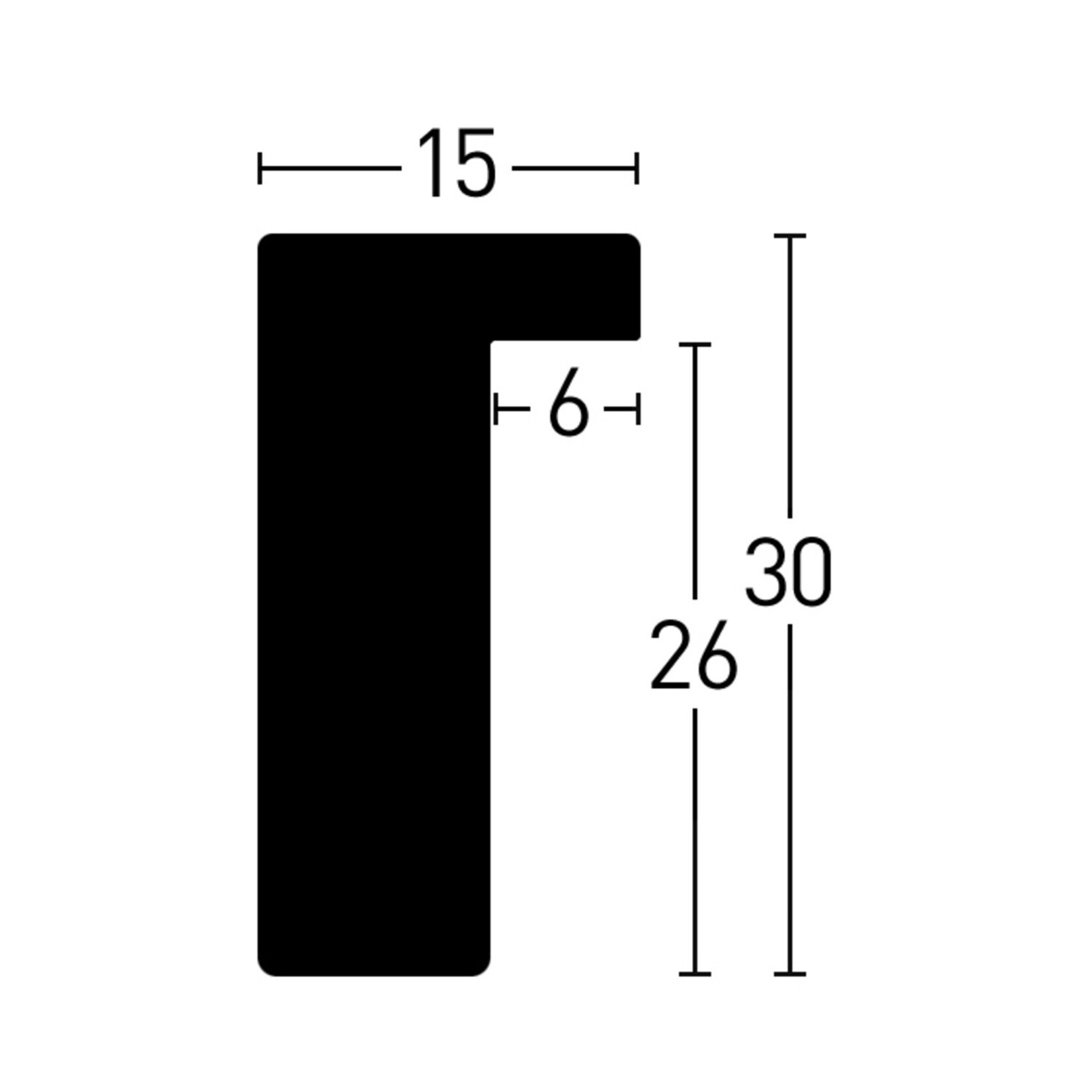 Maatwerk Fortuna zwart 15x30mm