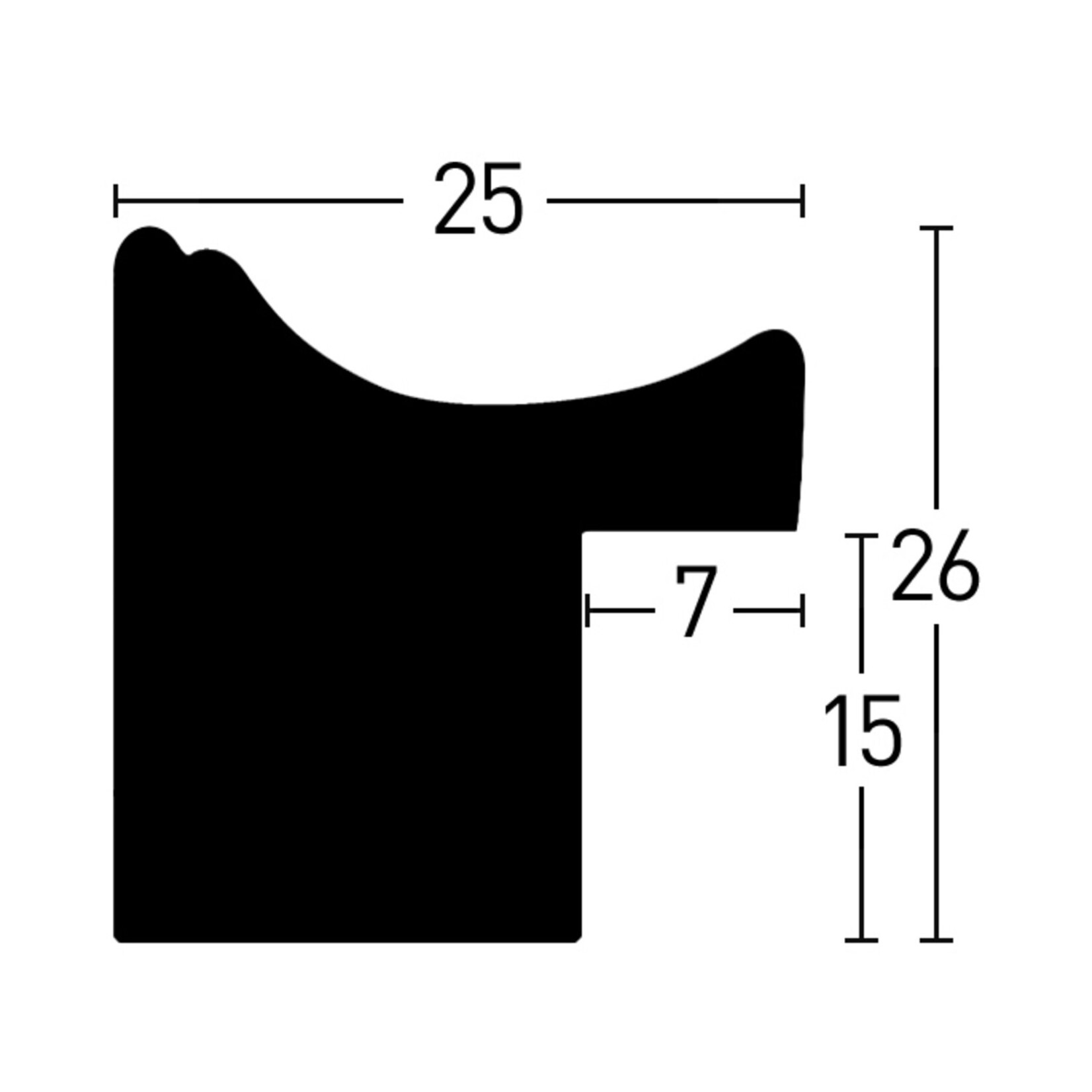 Maatwerk Treviso Black 25mm