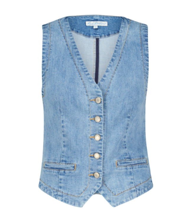 Red Button Waistcoat Denim SRB4178