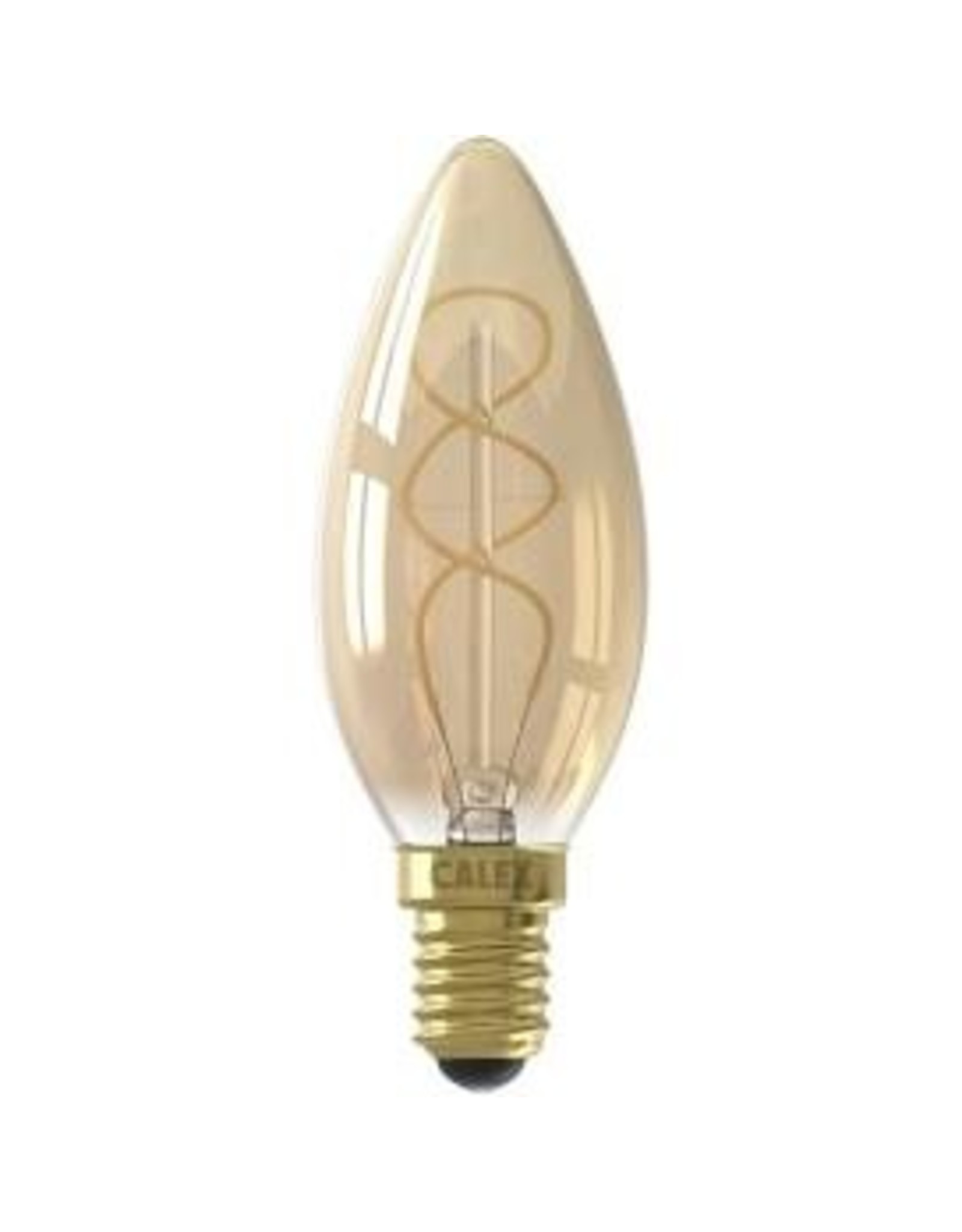 Calex LED Full Glass Flex Filament Candle-lamp 220-240V 4W 150lm E14 B35, Gold 2100K Dimmable, energy label A