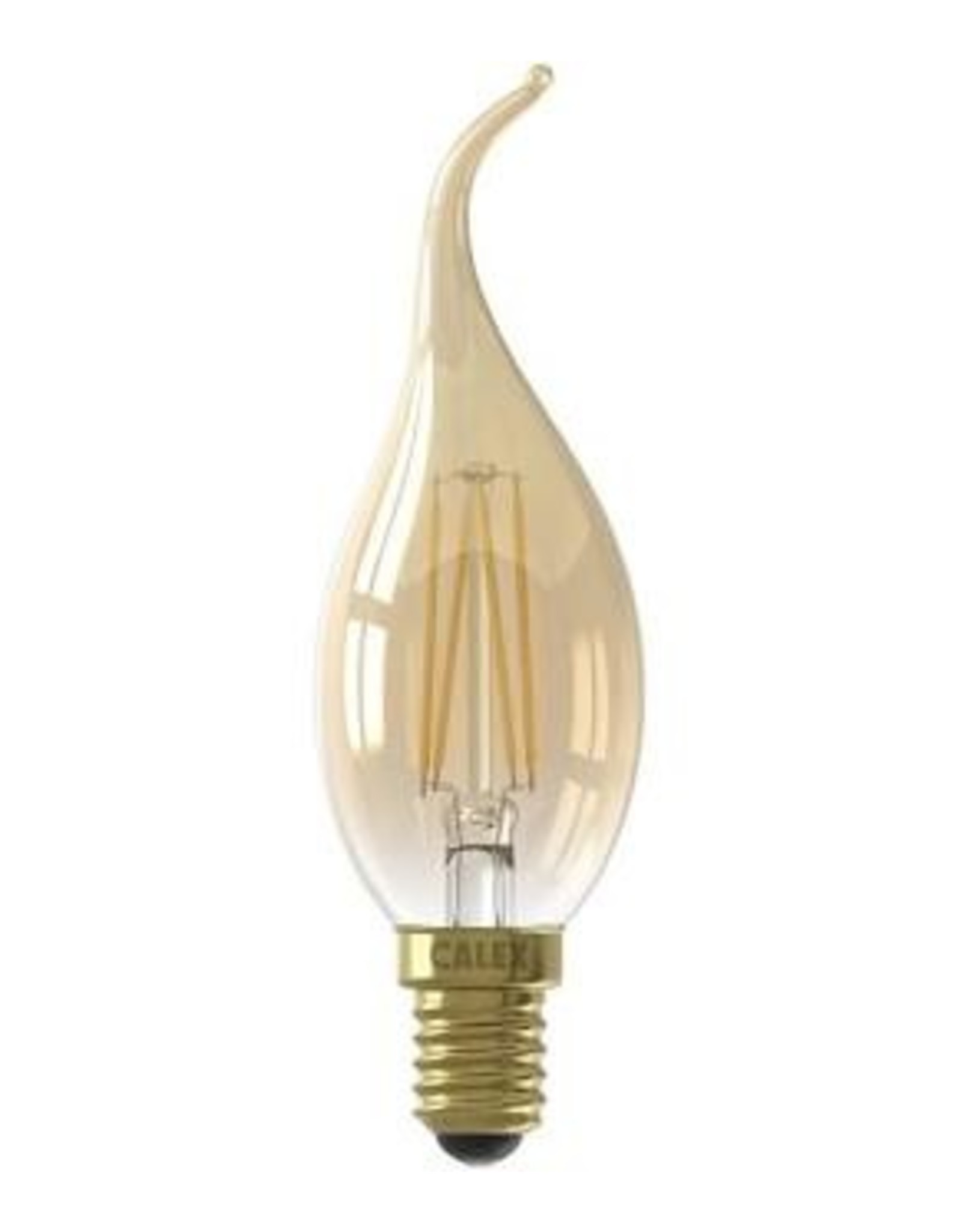 Calex LED volglas Filament Tip-Kaarslamp 220-240V 3,5W 250lm E14 BXS35, Goud 2100K CRI80 Dimbaar